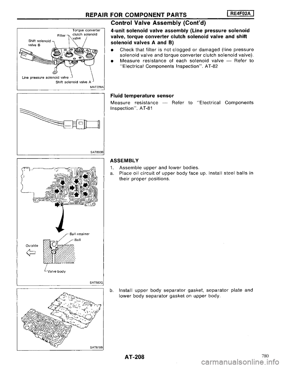 NISSAN MAXIMA 1994 A32 / 4.G Automatic Transaxle Workshop Manual 780 