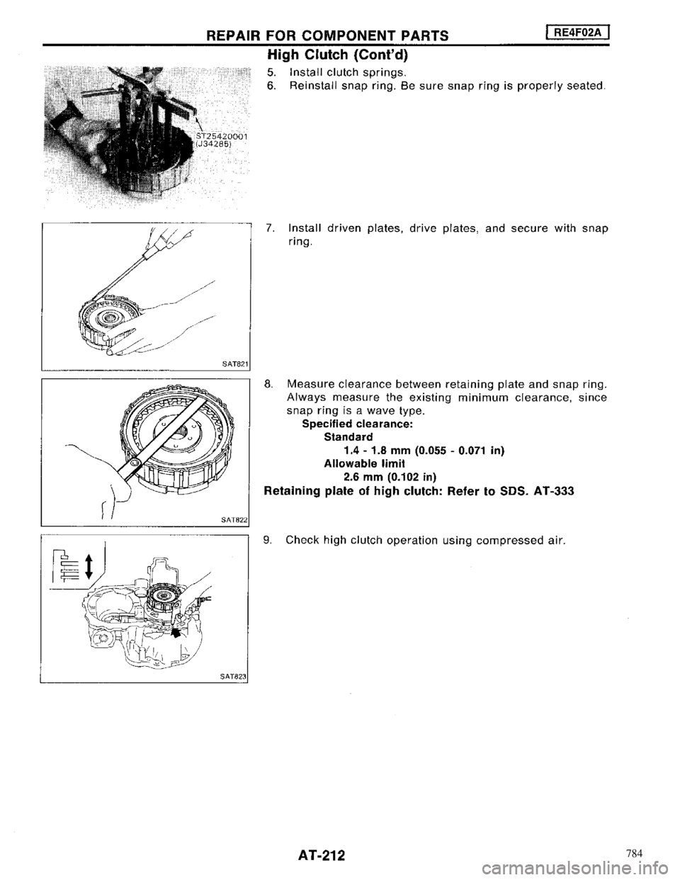 NISSAN MAXIMA 1994 A32 / 4.G Automatic Transaxle Workshop Manual 784 