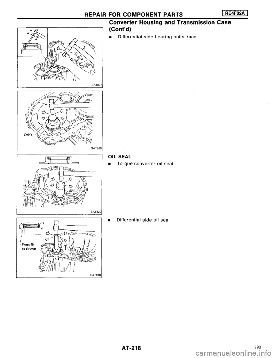 NISSAN MAXIMA 1994 A32 / 4.G Automatic Transaxle Workshop Manual 790 