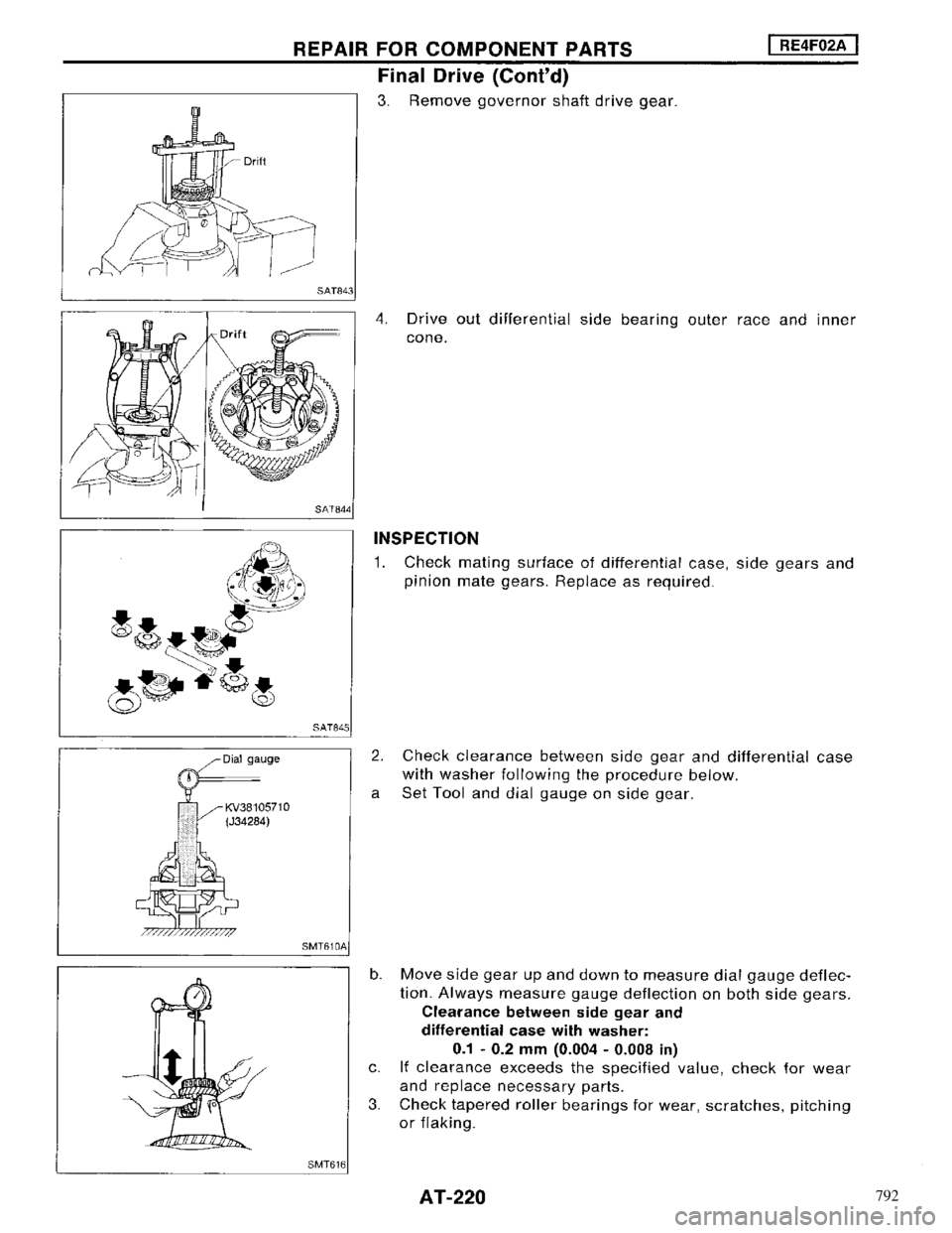 NISSAN MAXIMA 1994 A32 / 4.G Automatic Transaxle Workshop Manual 792 