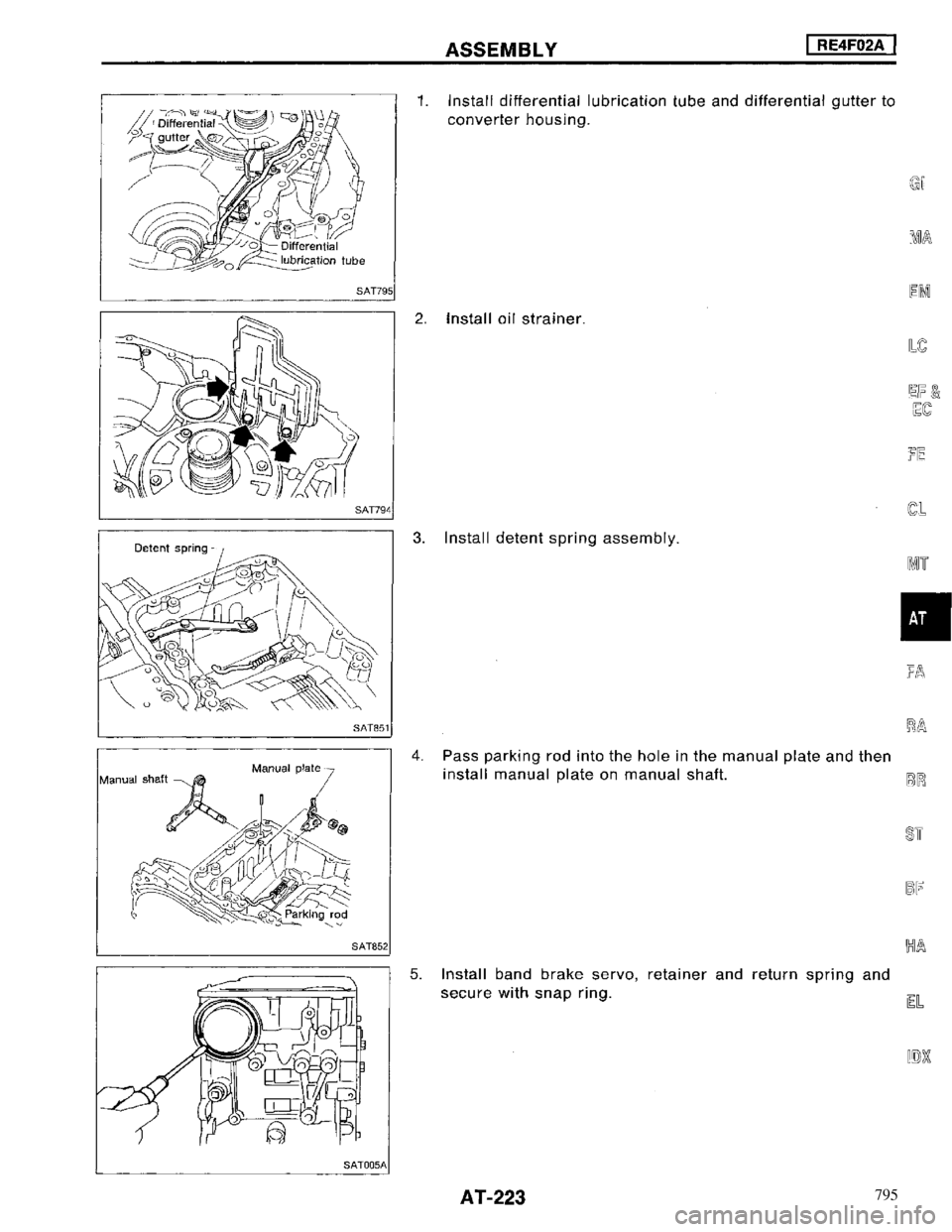 NISSAN MAXIMA 1994 A32 / 4.G Automatic Transaxle Workshop Manual 795 