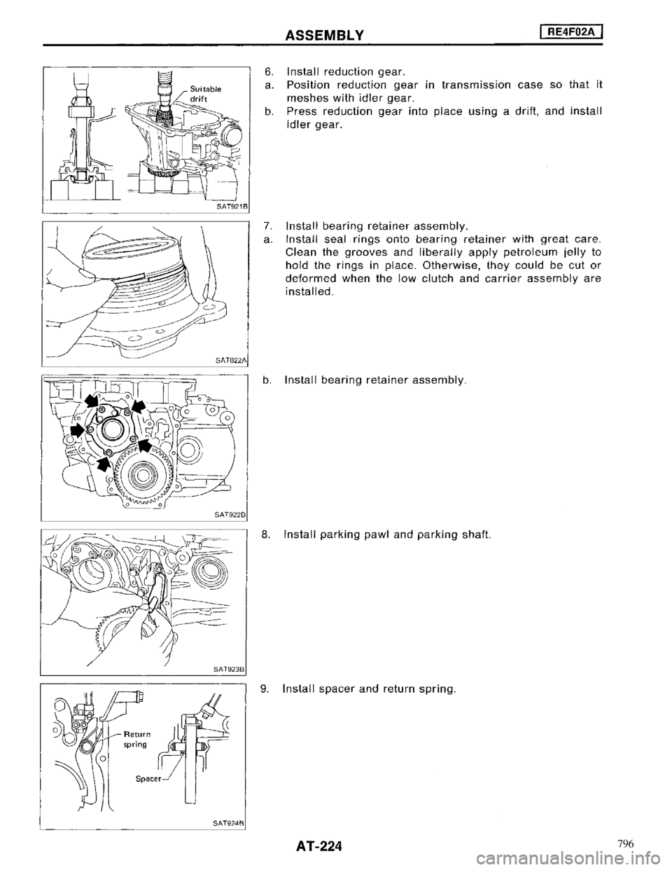 NISSAN MAXIMA 1994 A32 / 4.G Automatic Transaxle Workshop Manual 796 