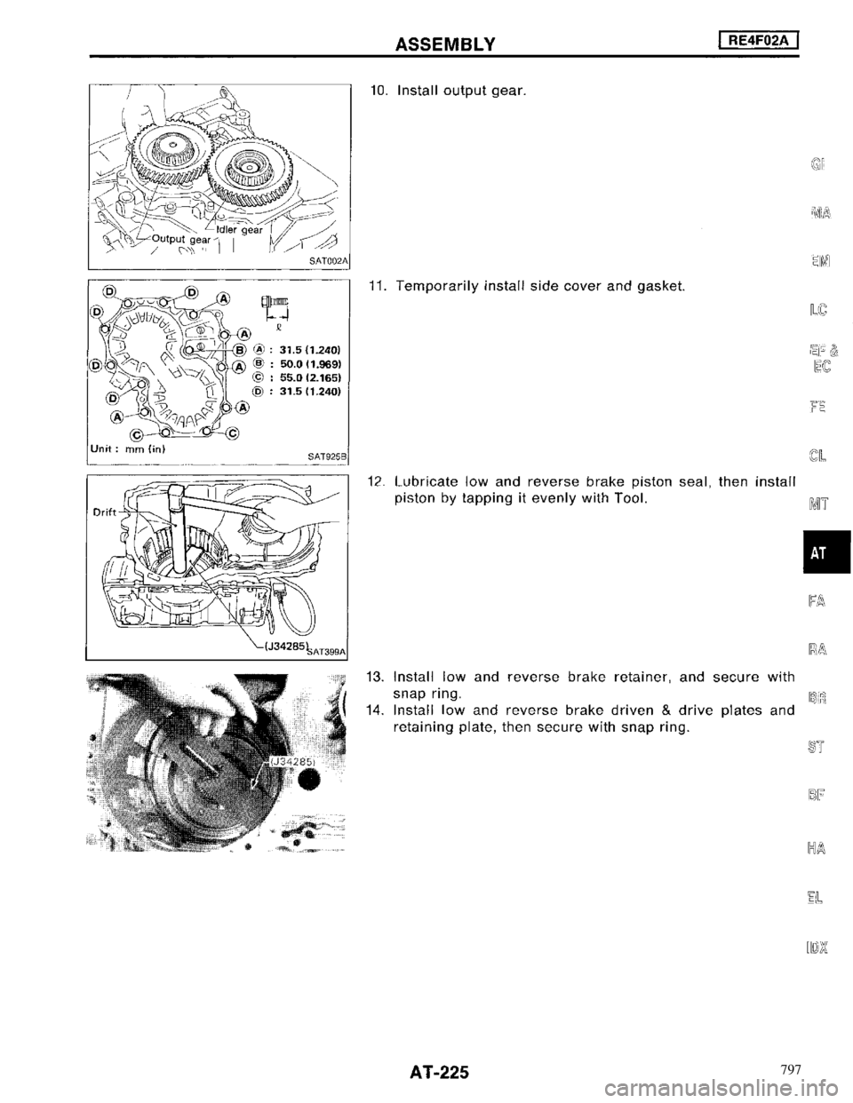 NISSAN MAXIMA 1994 A32 / 4.G Automatic Transaxle Workshop Manual 797 