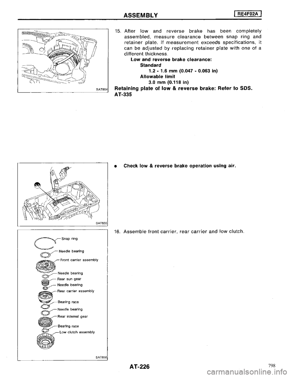 NISSAN MAXIMA 1994 A32 / 4.G Automatic Transaxle Workshop Manual 798 
