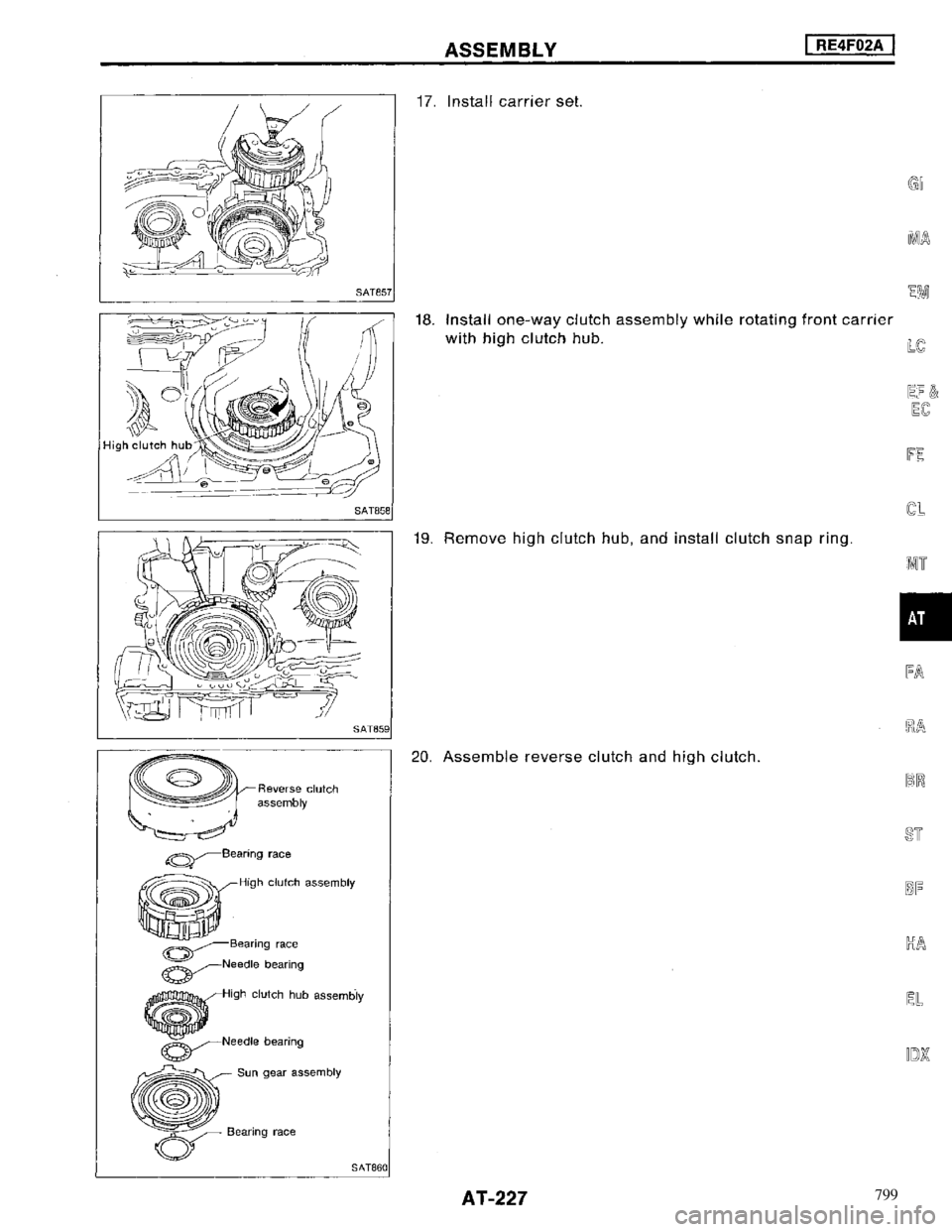 NISSAN MAXIMA 1994 A32 / 4.G Automatic Transaxle Workshop Manual 799 