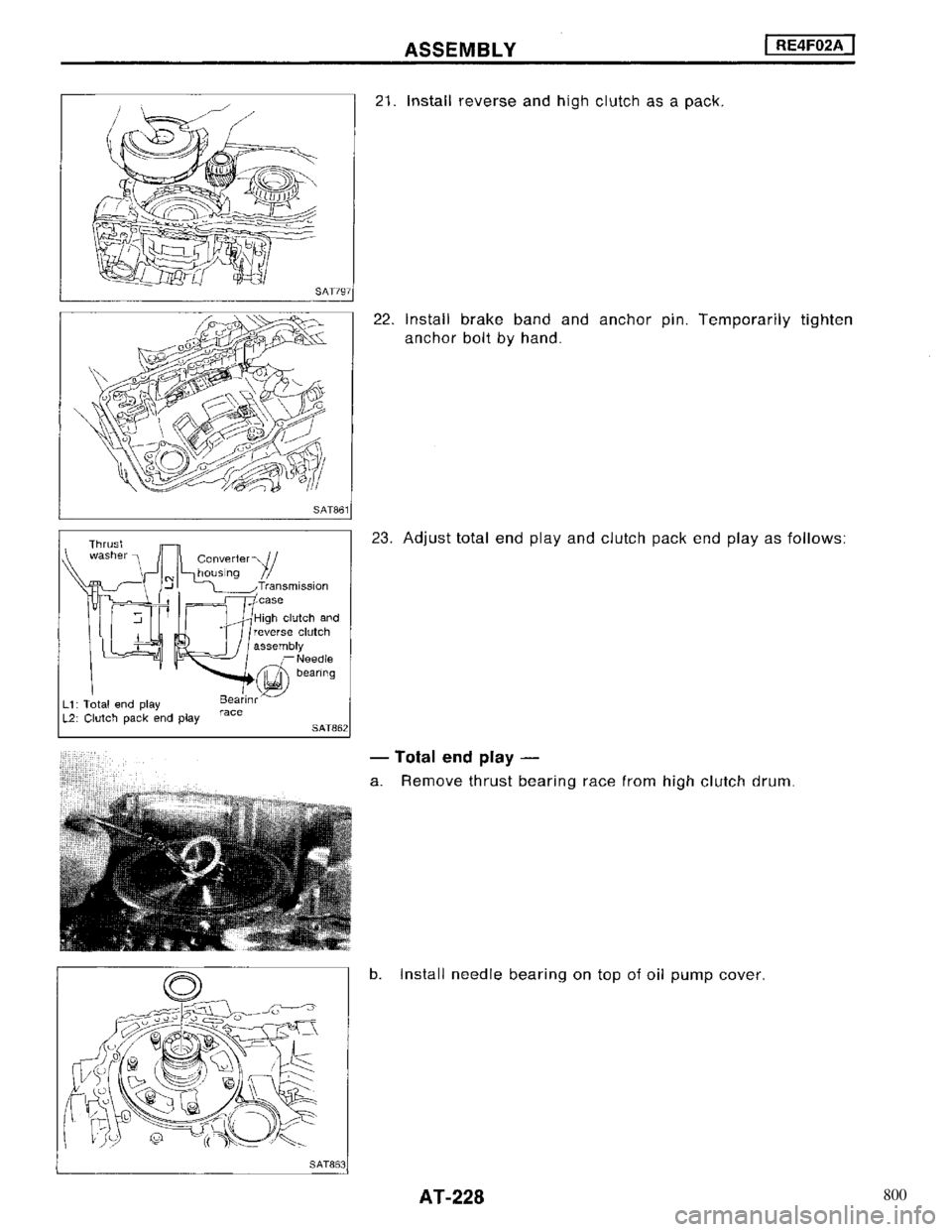 NISSAN MAXIMA 1994 A32 / 4.G Automatic Transaxle Workshop Manual 800 