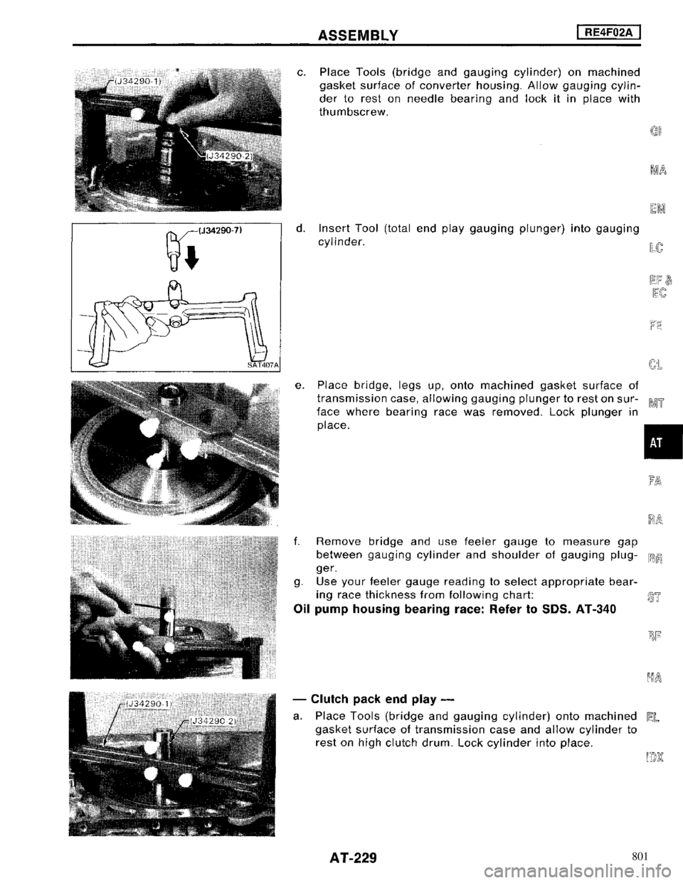 NISSAN MAXIMA 1994 A32 / 4.G Automatic Transaxle Workshop Manual 801 