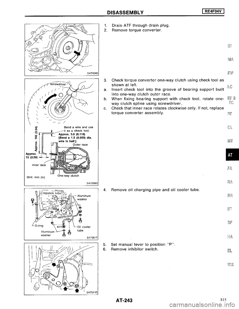 NISSAN MAXIMA 1994 A32 / 4.G Automatic Transaxle Workshop Manual 815 