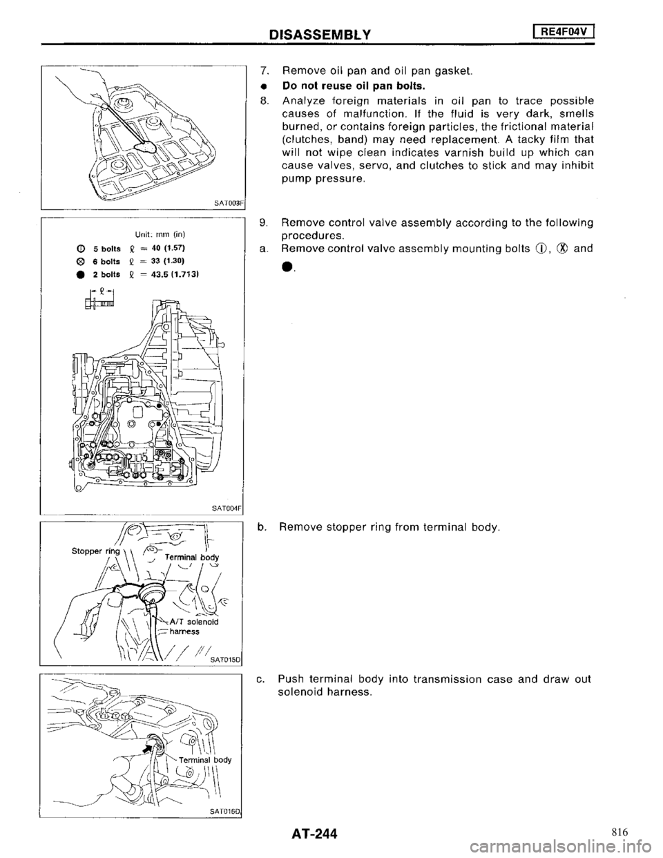 NISSAN MAXIMA 1994 A32 / 4.G Automatic Transaxle Workshop Manual 816 