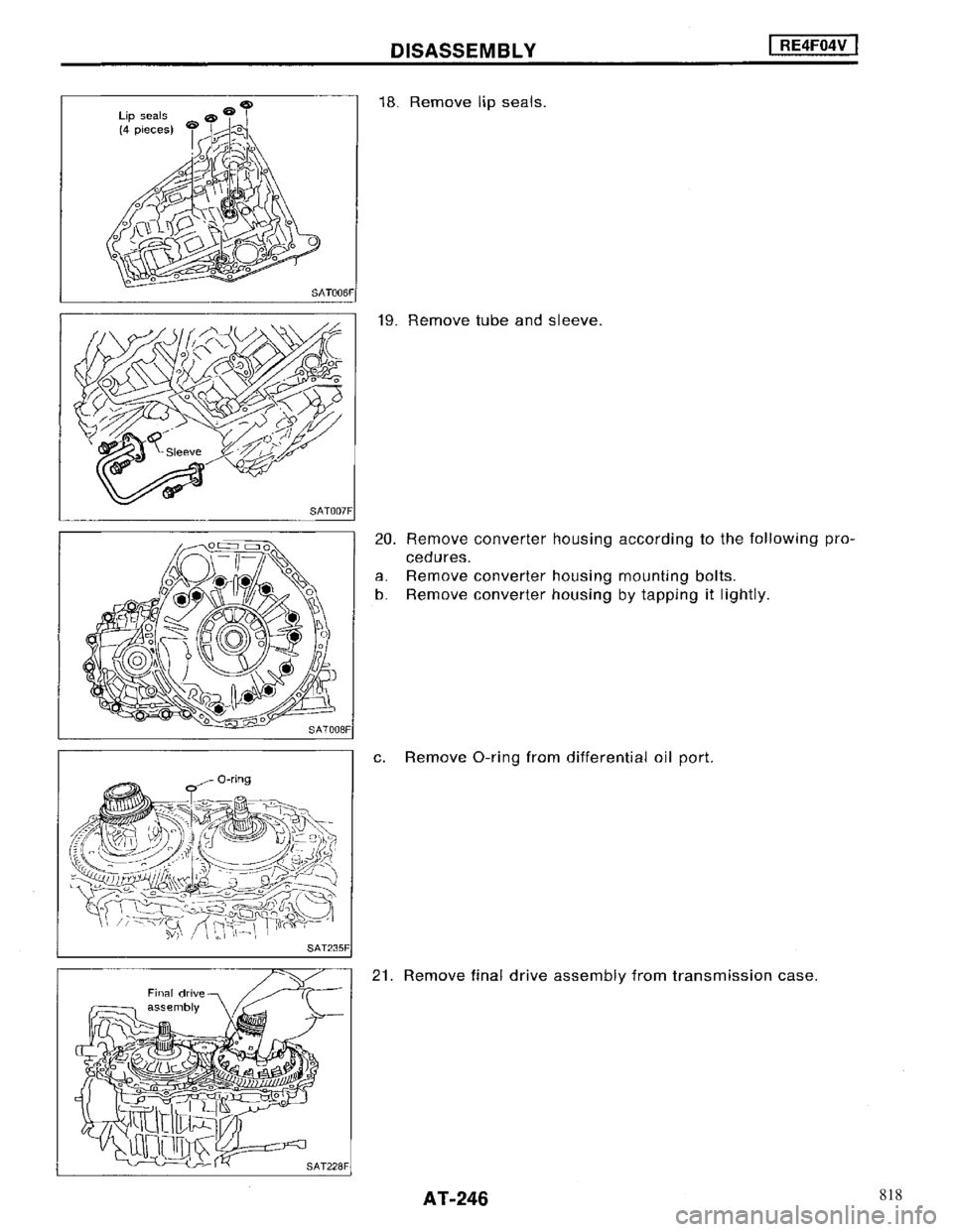 NISSAN MAXIMA 1994 A32 / 4.G Automatic Transaxle Workshop Manual 818 
