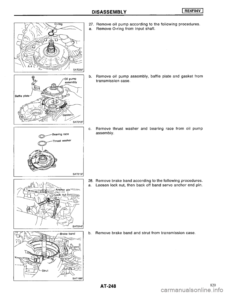 NISSAN MAXIMA 1994 A32 / 4.G Automatic Transaxle Workshop Manual 820 