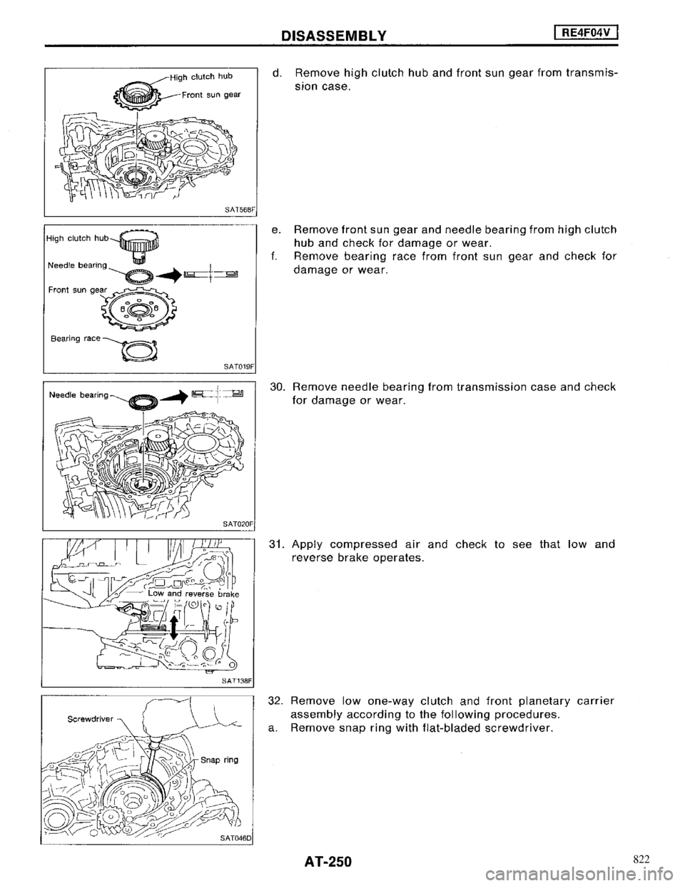 NISSAN MAXIMA 1994 A32 / 4.G Automatic Transaxle Workshop Manual 822 