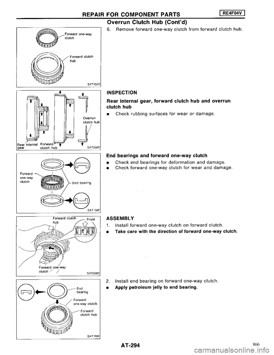 NISSAN MAXIMA 1994 A32 / 4.G Automatic Transaxle Workshop Manual 866 