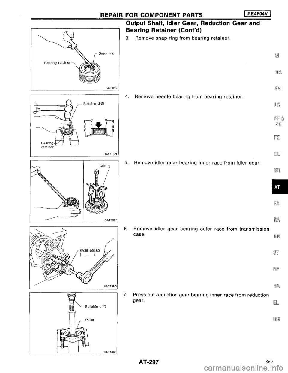 NISSAN MAXIMA 1994 A32 / 4.G Automatic Transaxle Workshop Manual 869 