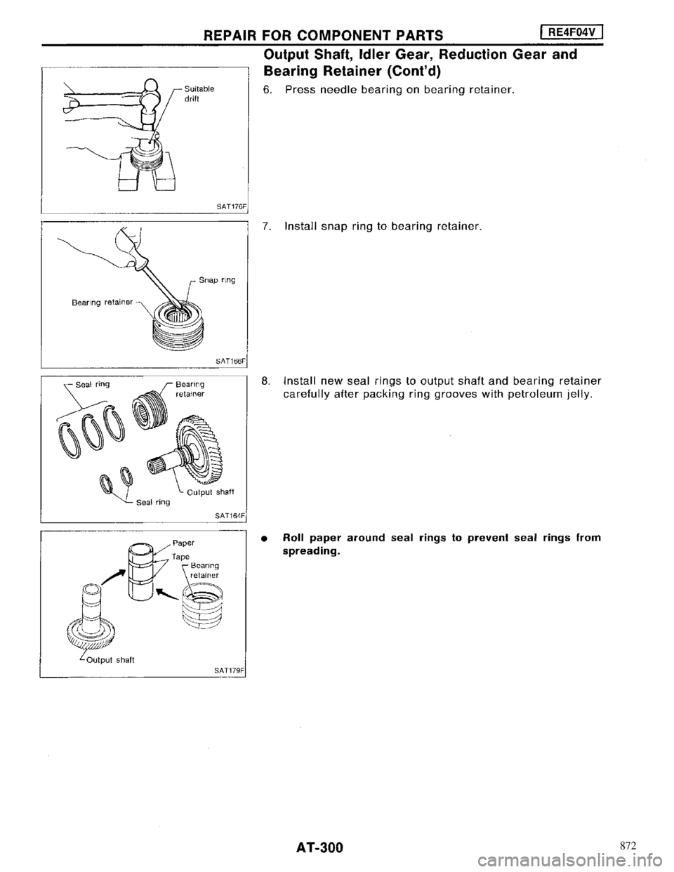 NISSAN MAXIMA 1994 A32 / 4.G Automatic Transaxle Workshop Manual 872 