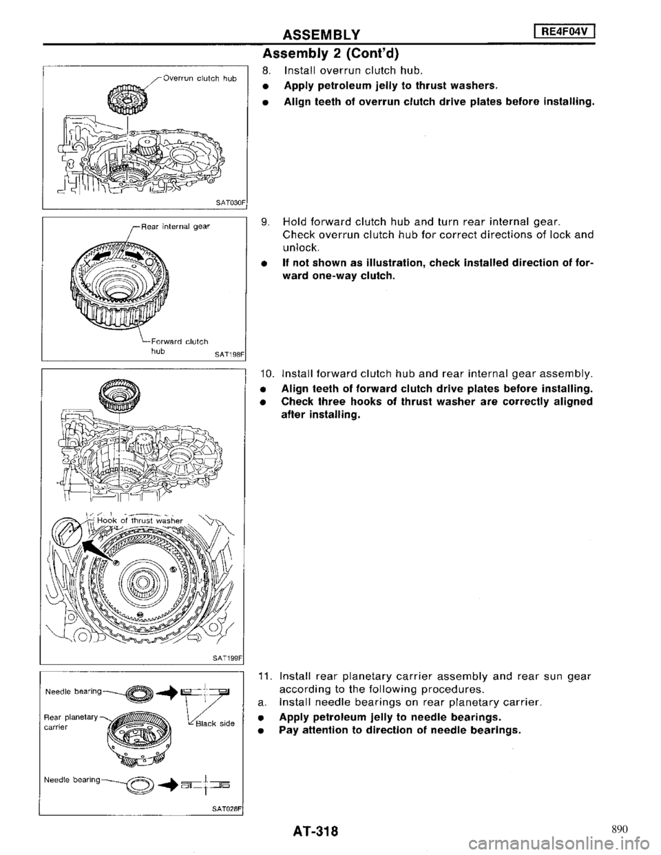 NISSAN MAXIMA 1994 A32 / 4.G Automatic Transaxle Workshop Manual 890 