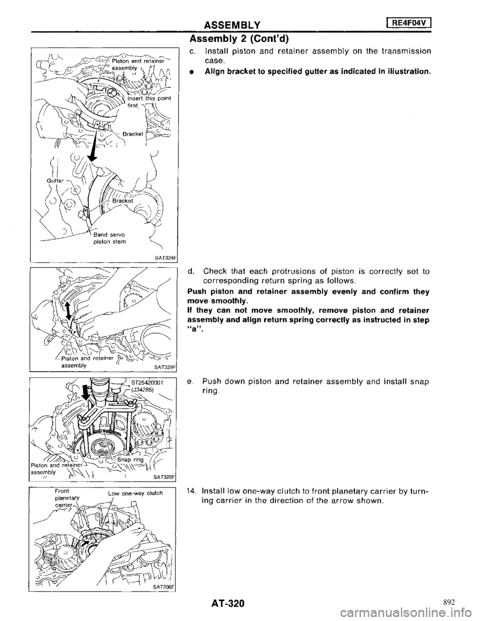 NISSAN MAXIMA 1994 A32 / 4.G Automatic Transaxle Workshop Manual 892 