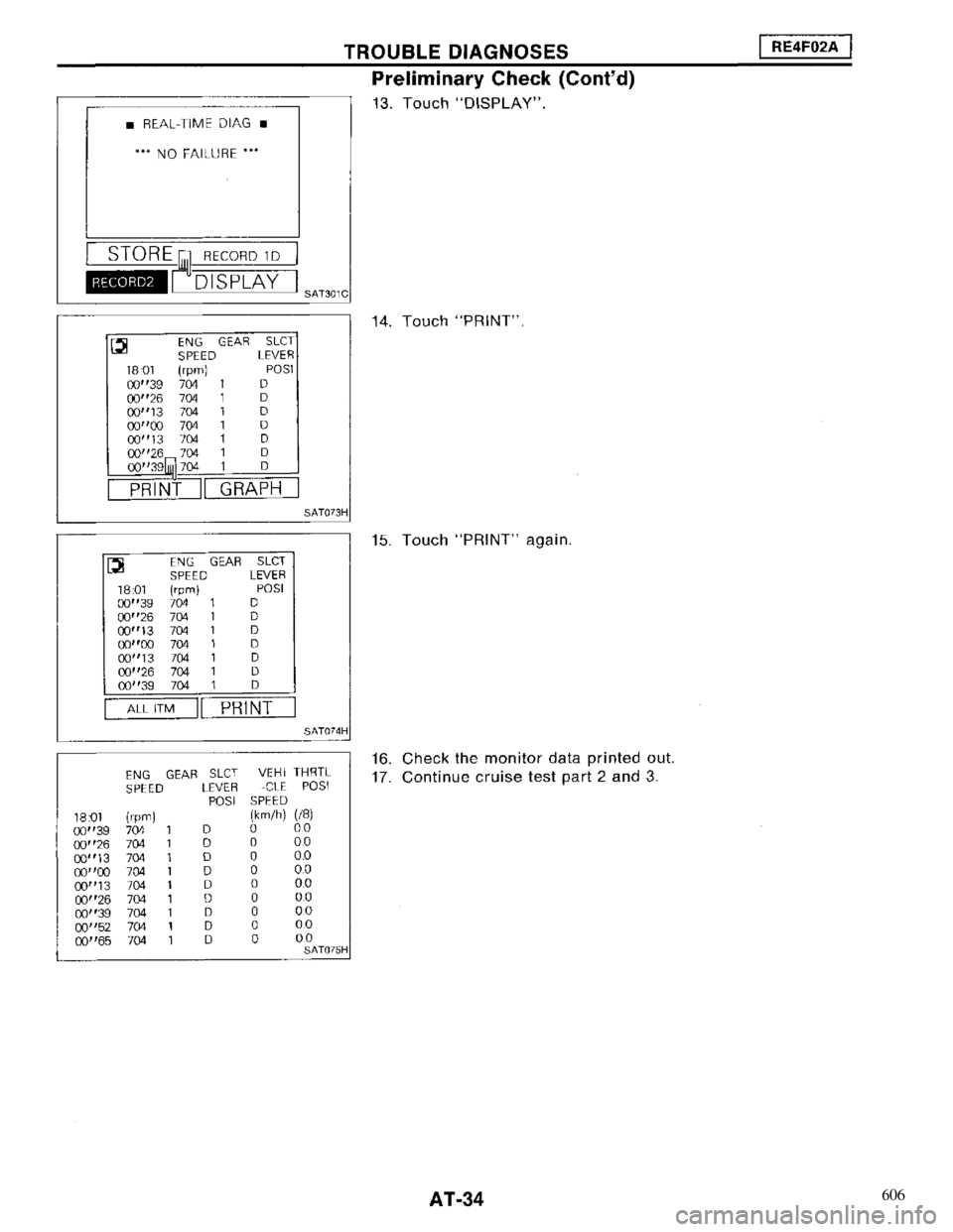 NISSAN MAXIMA 1994 A32 / 4.G Automatic Transaxle Workshop Manual 606 