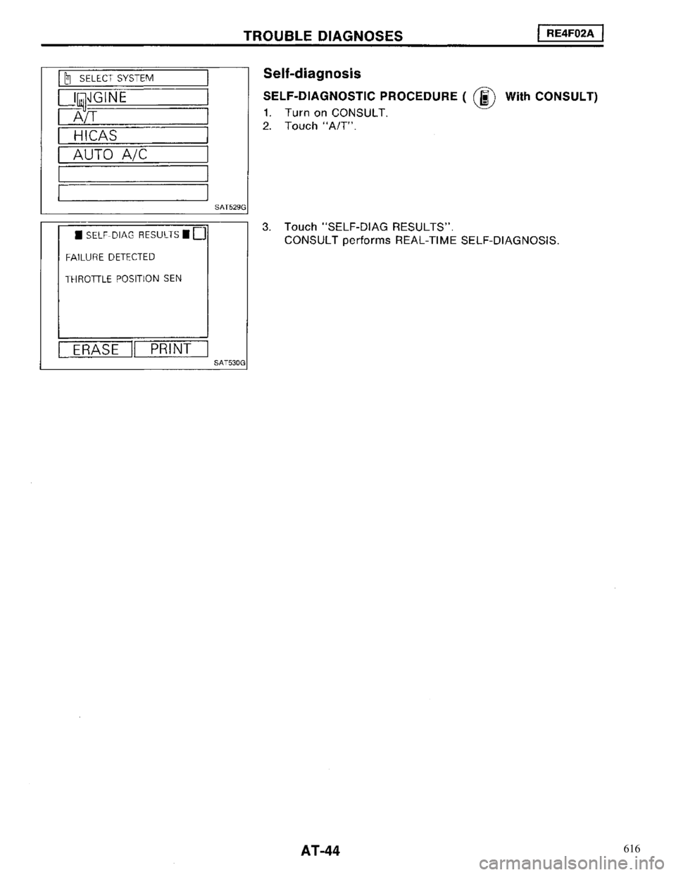 NISSAN MAXIMA 1994 A32 / 4.G Automatic Transaxle Workshop Manual 616 