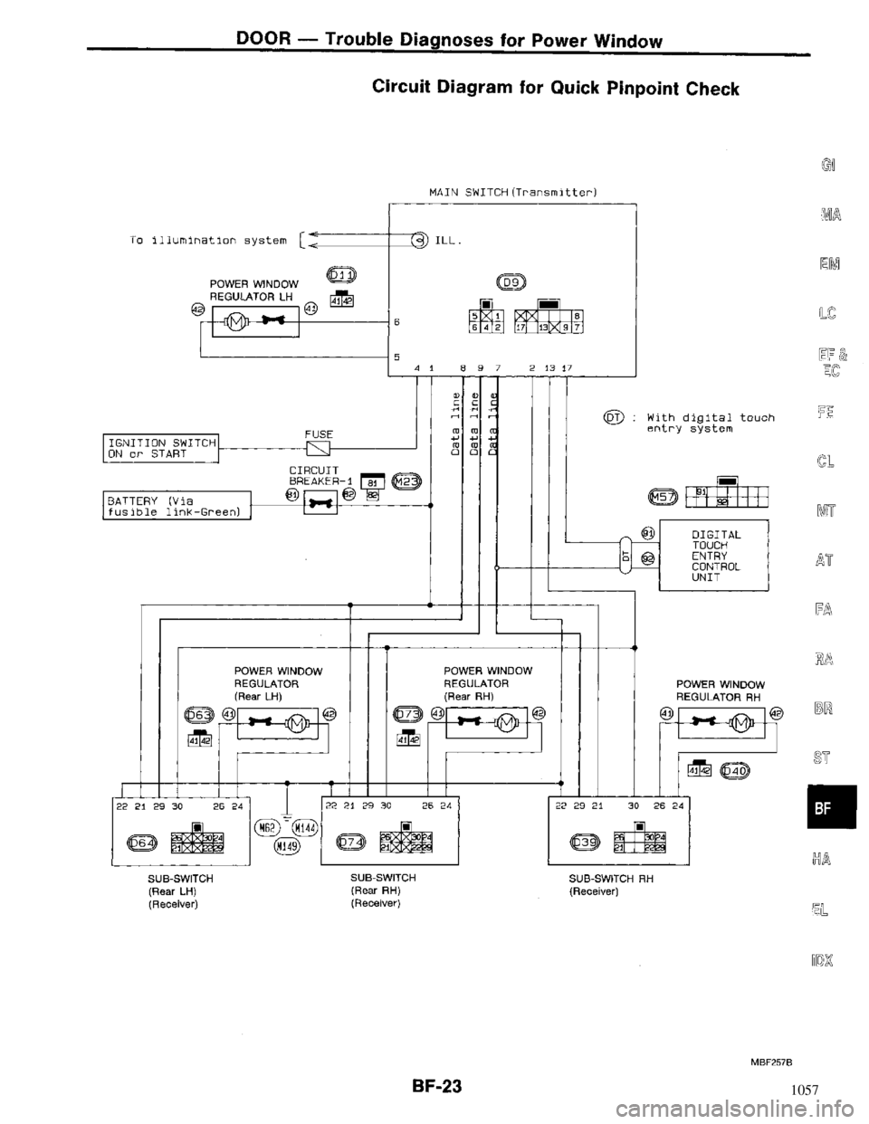 NISSAN MAXIMA 1994 A32 / 4.G Body Workshop Manual 1057 