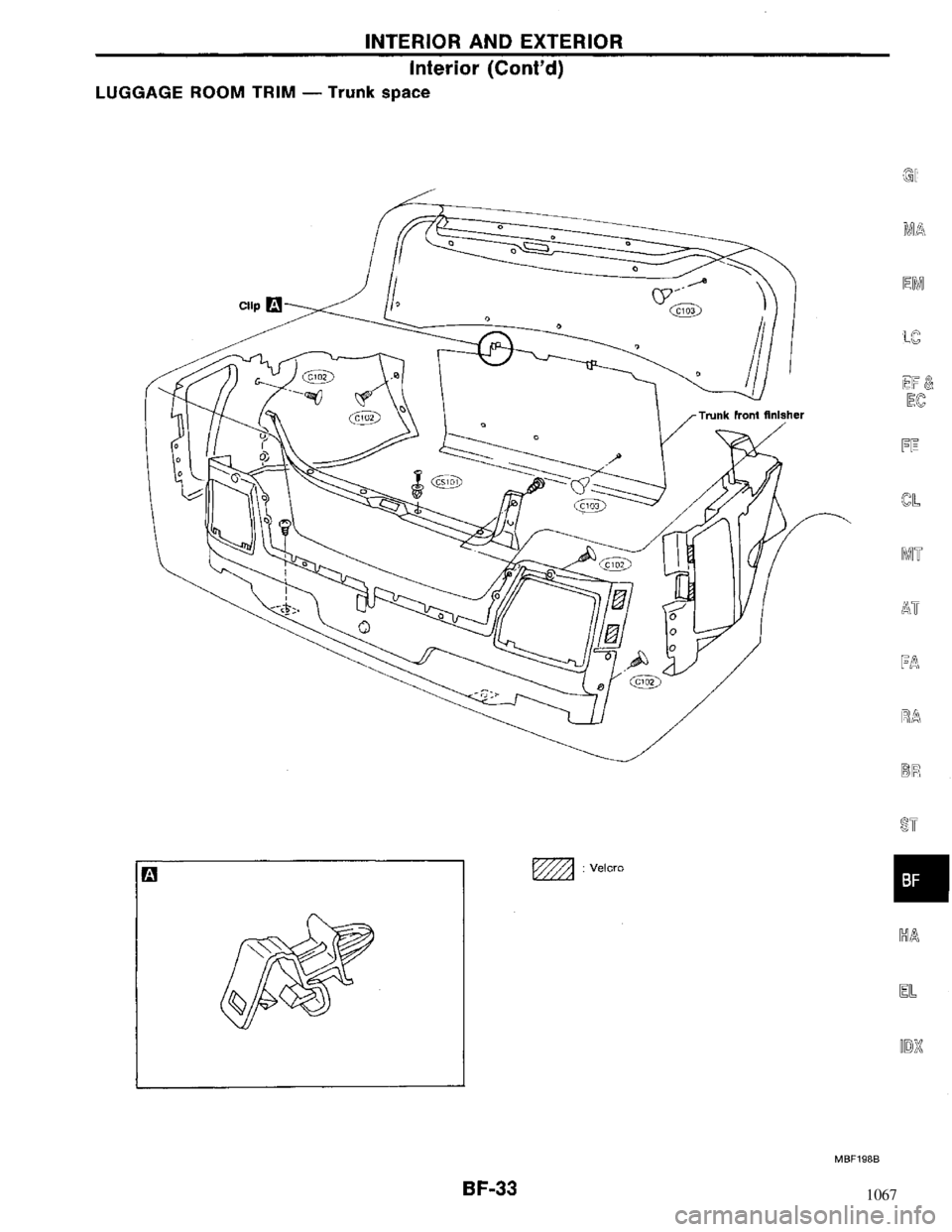 NISSAN MAXIMA 1994 A32 / 4.G Body Workshop Manual 1067 
