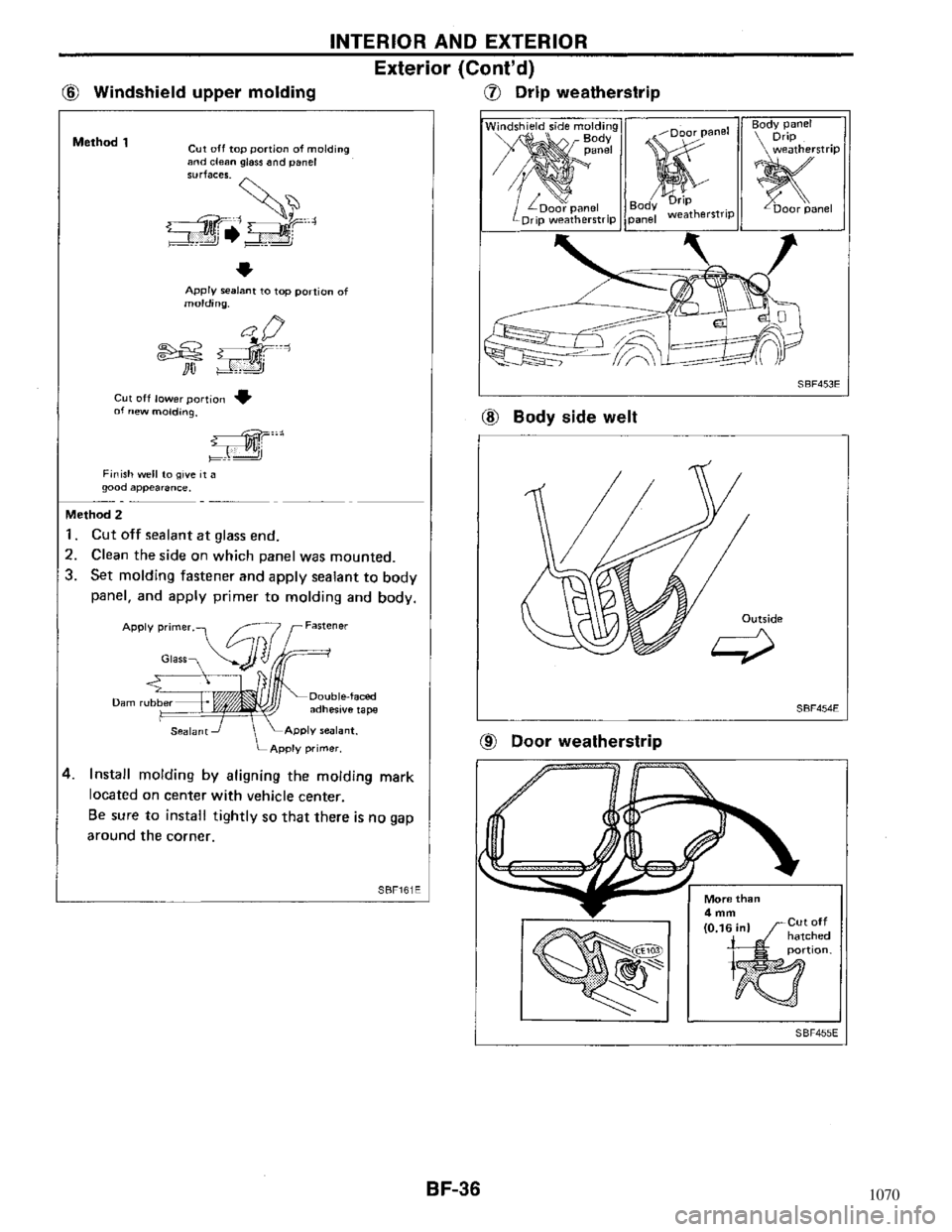 NISSAN MAXIMA 1994 A32 / 4.G Body Workshop Manual 1070 