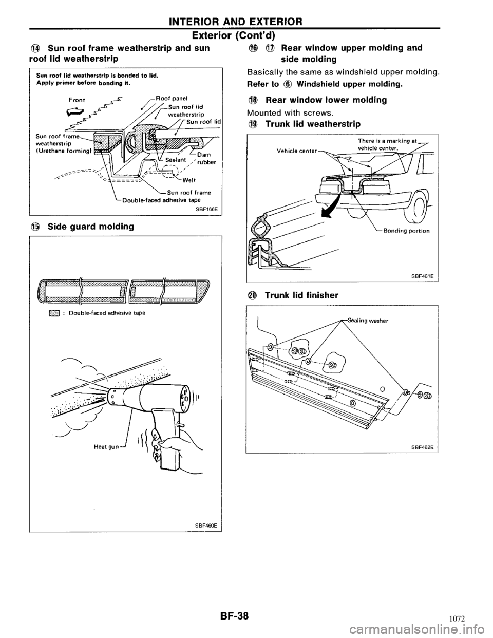 NISSAN MAXIMA 1994 A32 / 4.G Body Workshop Manual 1072 