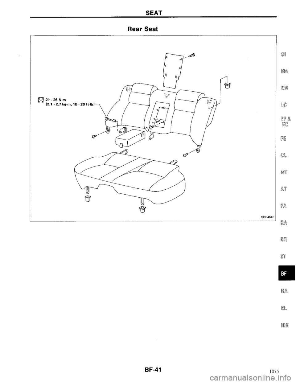 NISSAN MAXIMA 1994 A32 / 4.G Body Workshop Manual 1075 