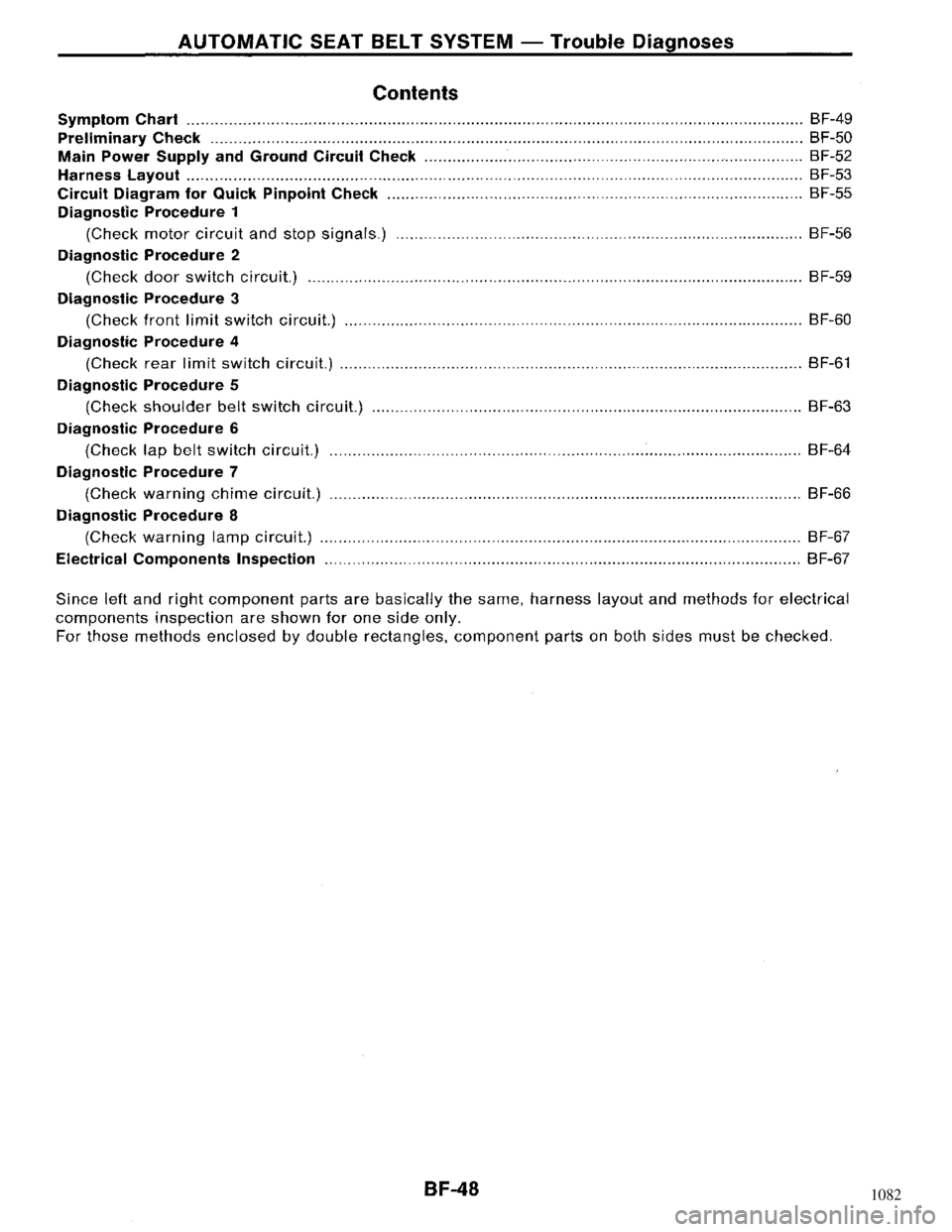 NISSAN MAXIMA 1994 A32 / 4.G Body Workshop Manual 1082 