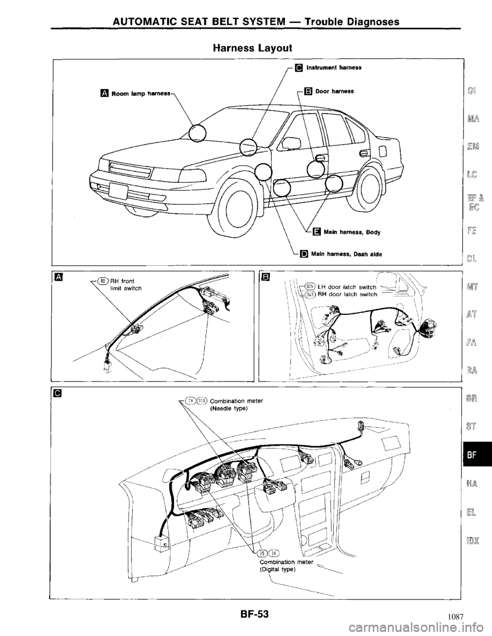 NISSAN MAXIMA 1994 A32 / 4.G Body Workshop Manual 1087 
