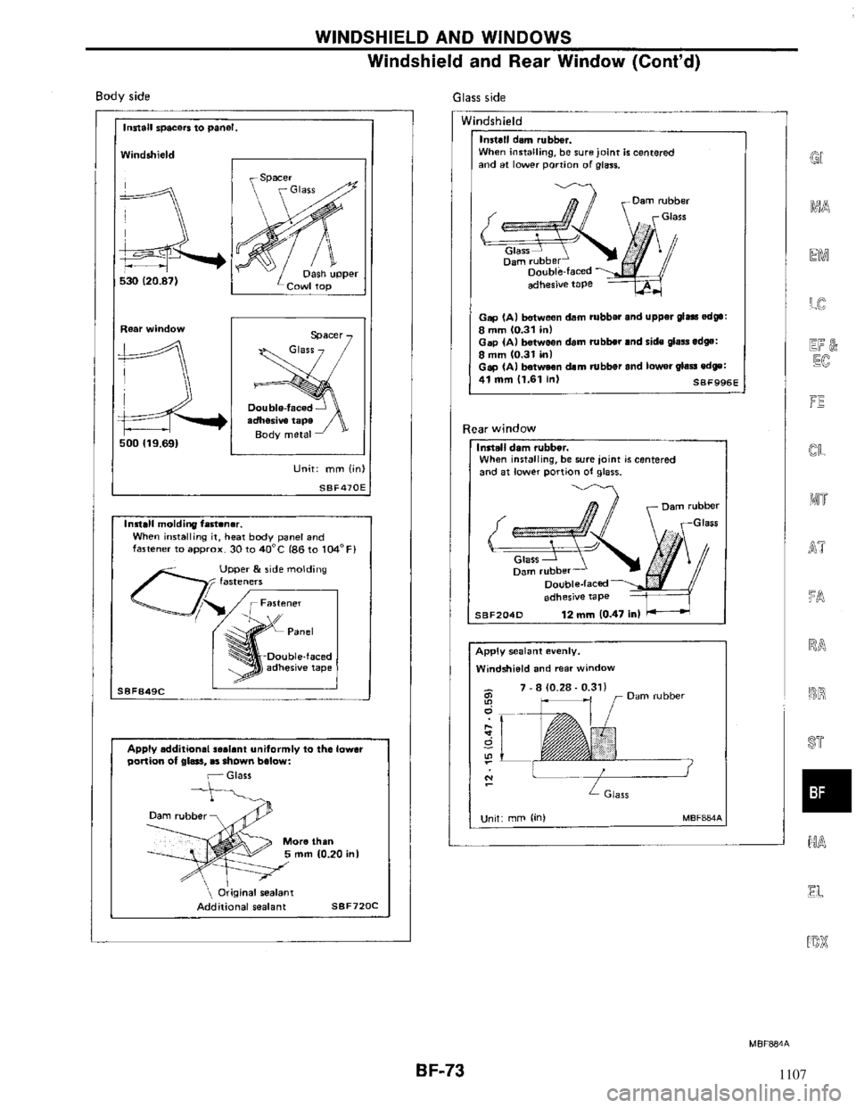 NISSAN MAXIMA 1994 A32 / 4.G Body Workshop Manual 1107 