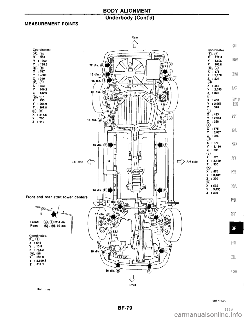 NISSAN MAXIMA 1994 A32 / 4.G Body Workshop Manual 1113 
