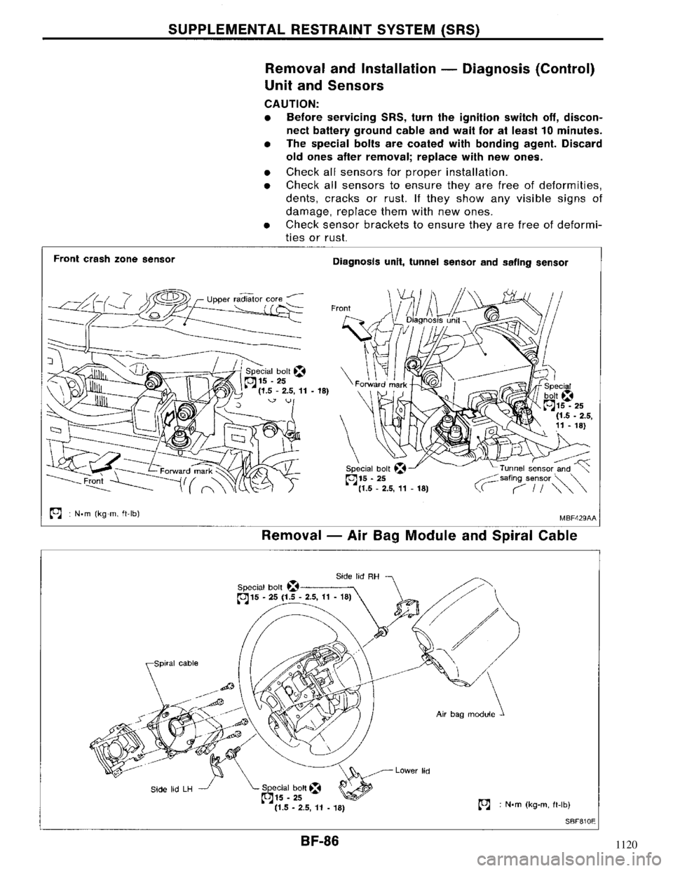 NISSAN MAXIMA 1994 A32 / 4.G Body Workshop Manual 1120 