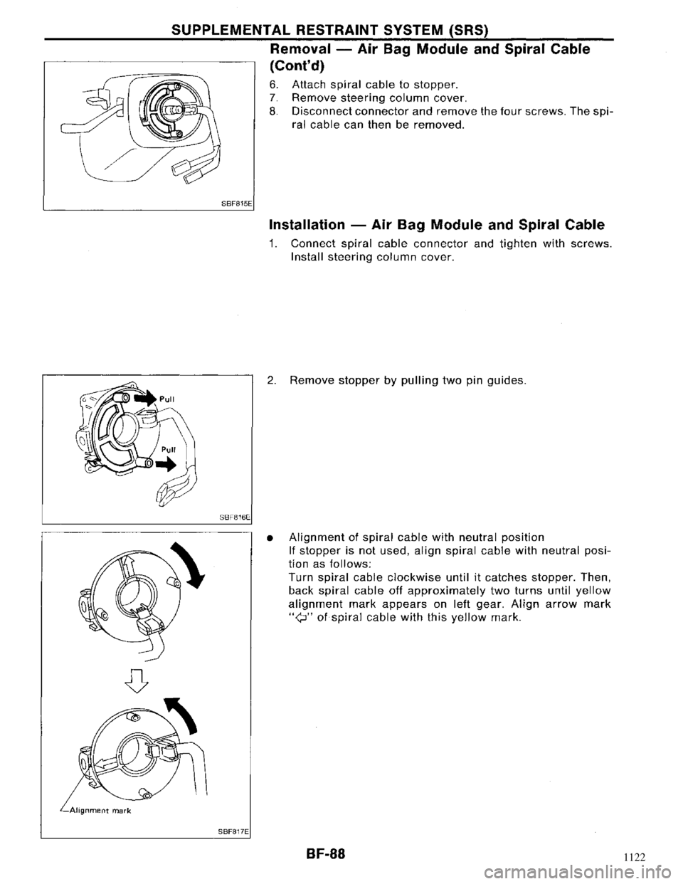 NISSAN MAXIMA 1994 A32 / 4.G Body Workshop Manual 1122 