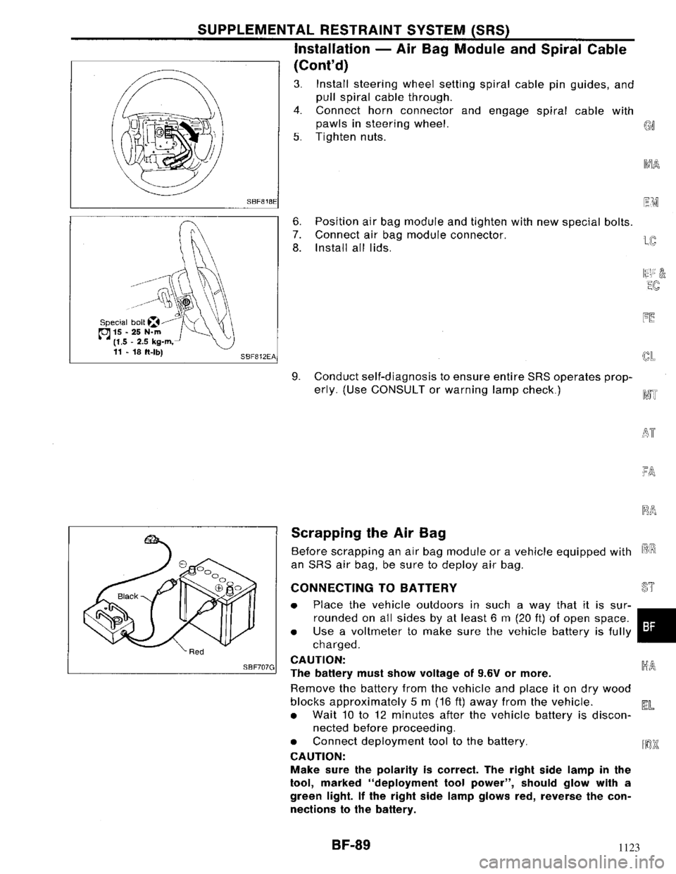 NISSAN MAXIMA 1994 A32 / 4.G Body Workshop Manual 1123 