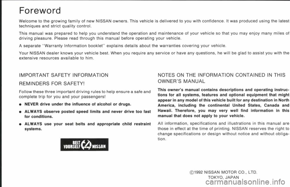 NISSAN 300ZX 1993  Owners Manual 