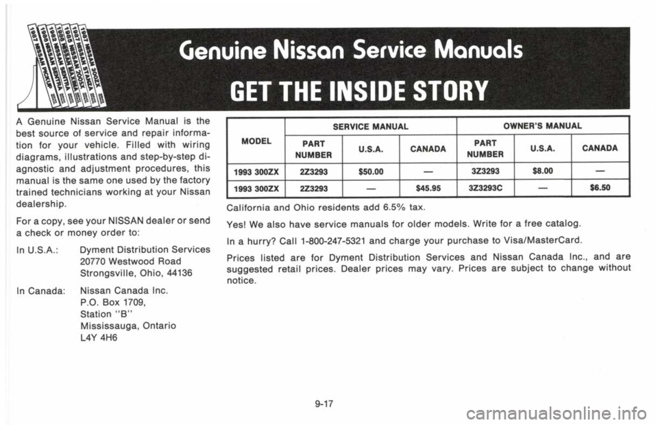 NISSAN 300ZX 1993  Owners Manual 