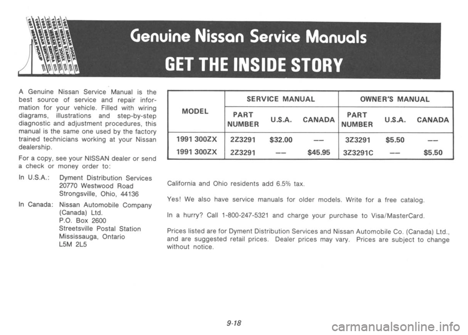 NISSAN 300ZX 1991  Owners Manual 