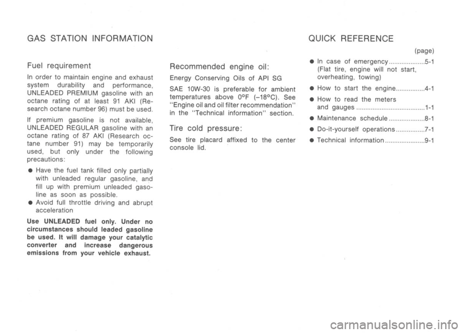 NISSAN 300ZX 1991  Owners Manual 