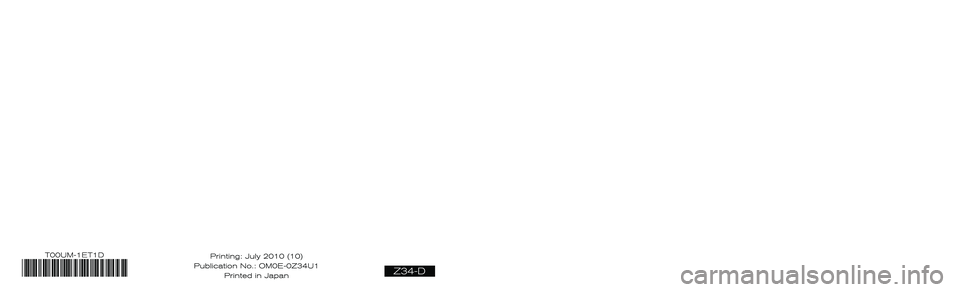NISSAN 370Z ROADSTER 2010  Owners Manual 
