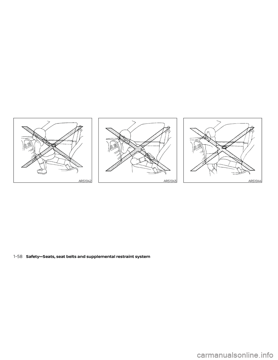 NISSAN NV PASSENGER VAN 2018  Owners Manual ARS1042ARS1043ARS1044
1-58Safety—Seats, seat belts and supplemental restraint system 
