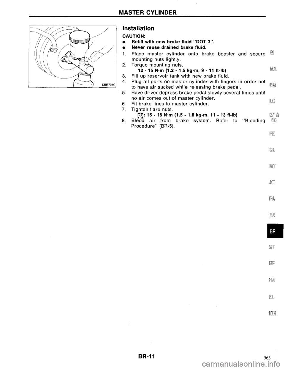 NISSAN MAXIMA 1994 A32 / 4.G Brake System Workshop Manual 963 