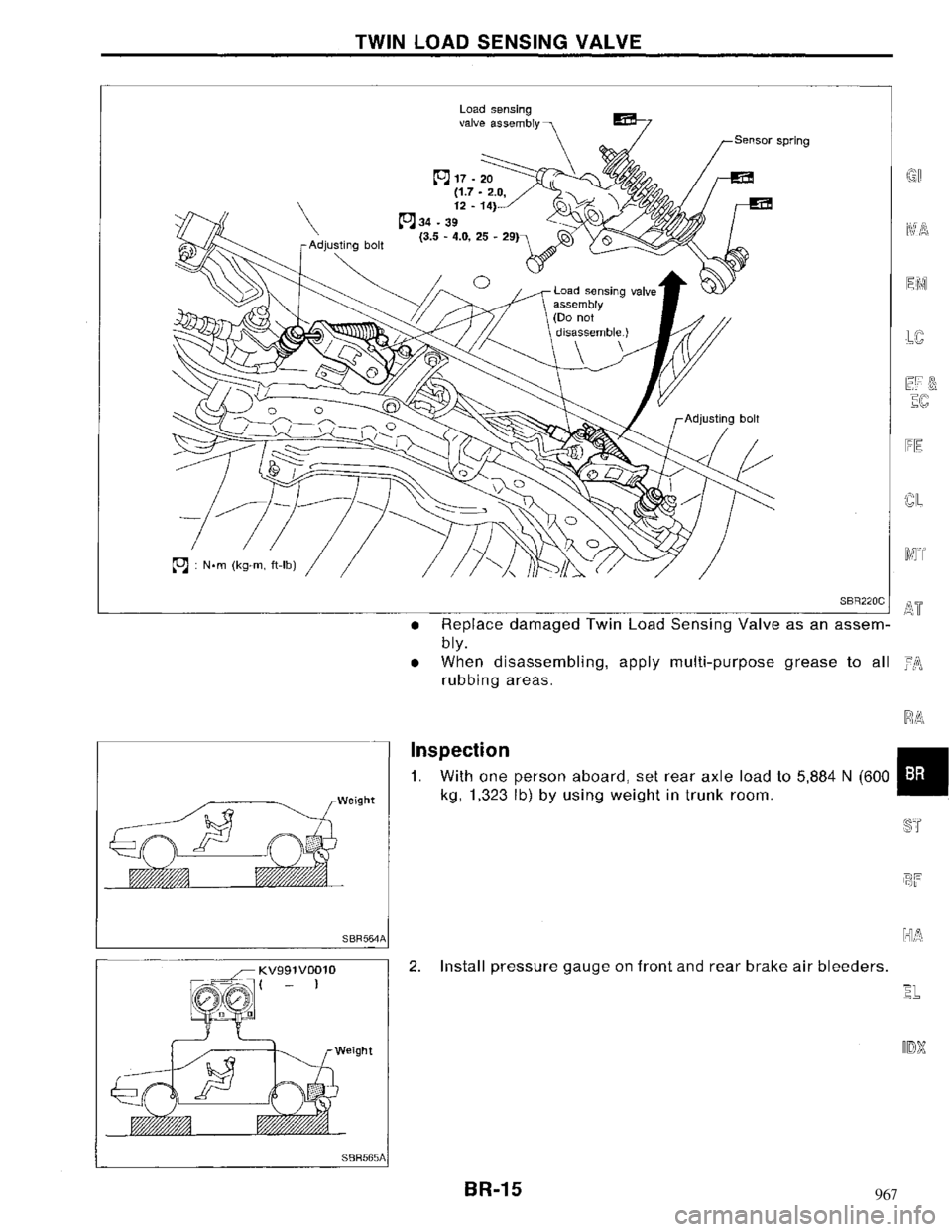 NISSAN MAXIMA 1994 A32 / 4.G Brake System Workshop Manual 967 