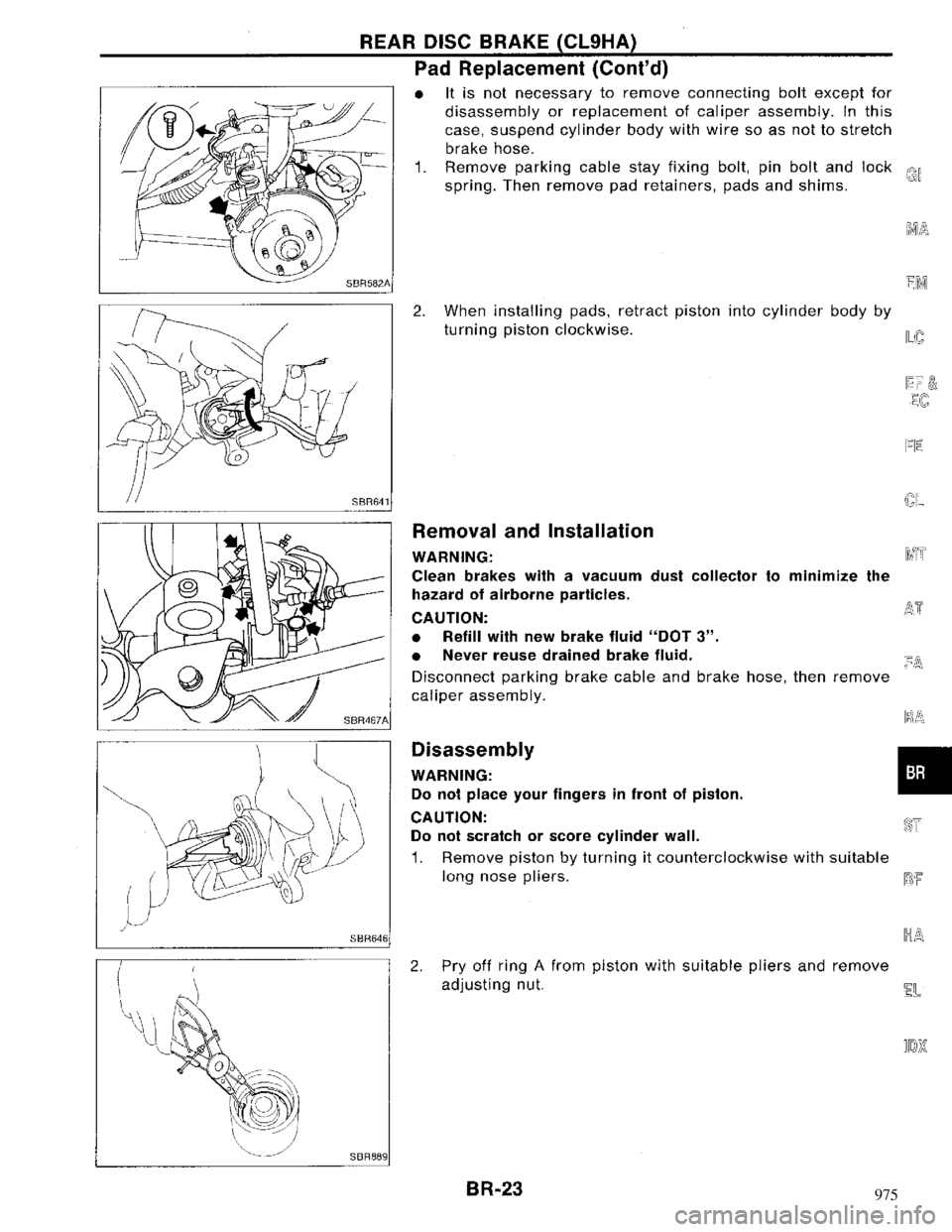 NISSAN MAXIMA 1994 A32 / 4.G Brake System Workshop Manual 975 