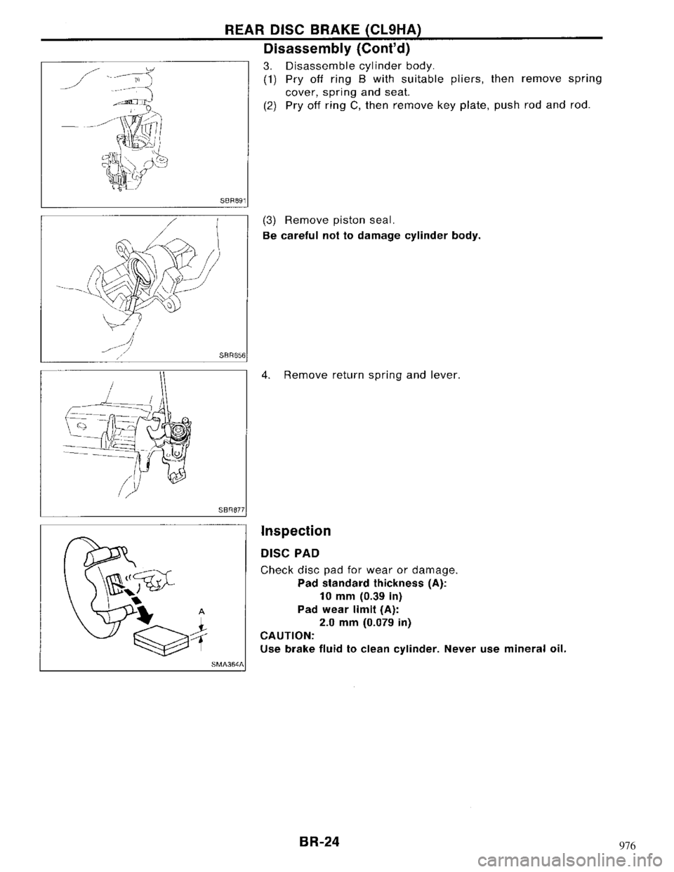 NISSAN MAXIMA 1994 A32 / 4.G Brake System Workshop Manual 976 