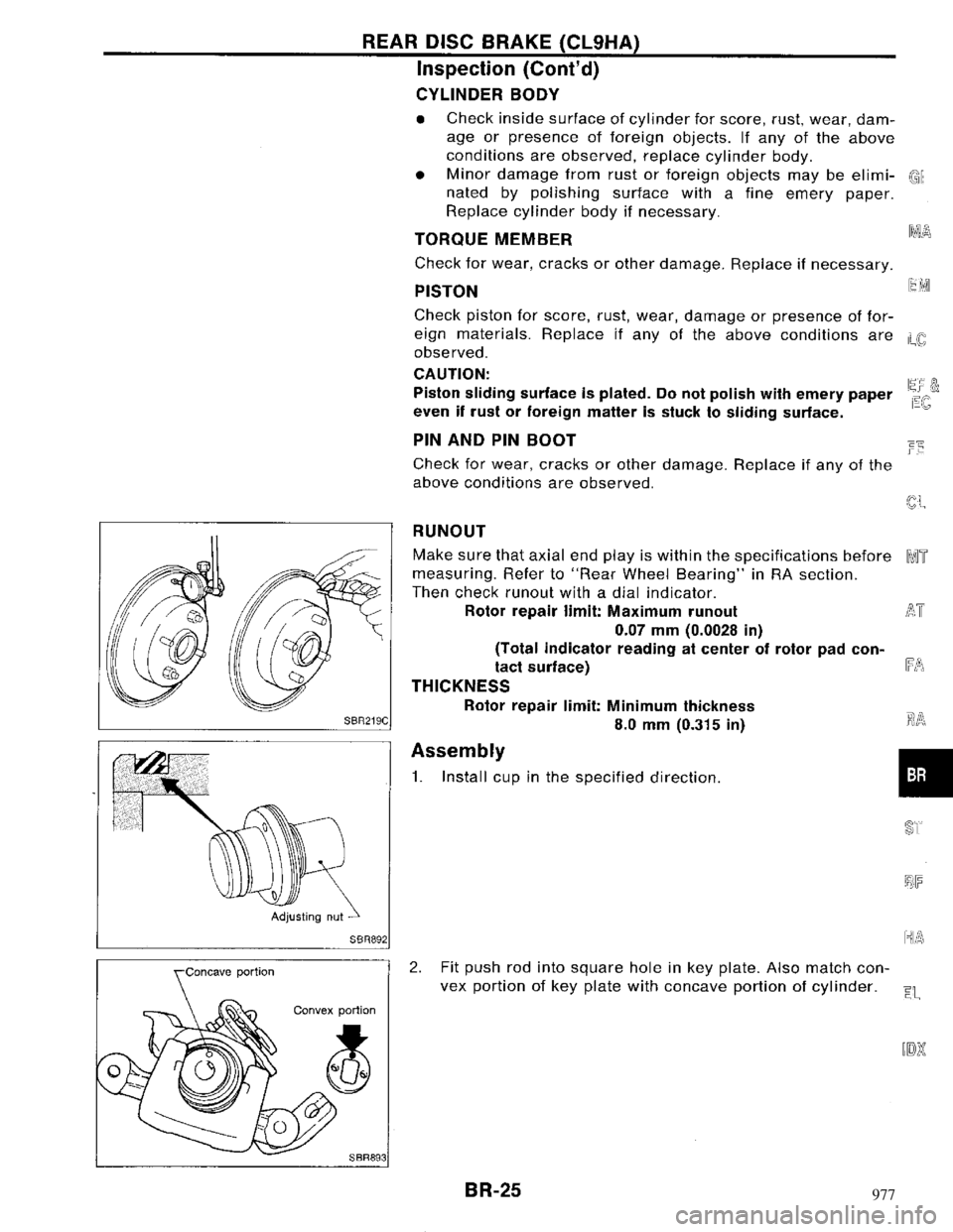 NISSAN MAXIMA 1994 A32 / 4.G Brake System Workshop Manual 977 