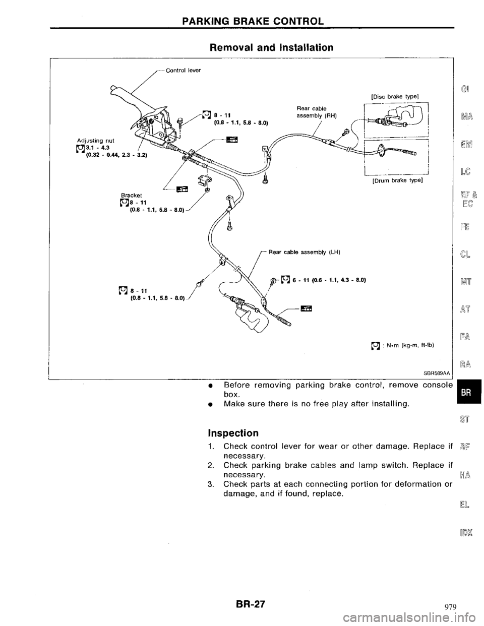 NISSAN MAXIMA 1994 A32 / 4.G Brake System Workshop Manual 979 