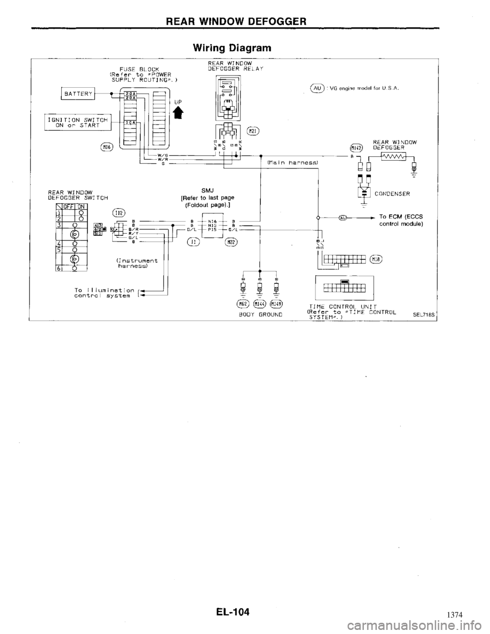 NISSAN MAXIMA 1994 A32 / 4.G Electrical System Workshop Manual 1374 