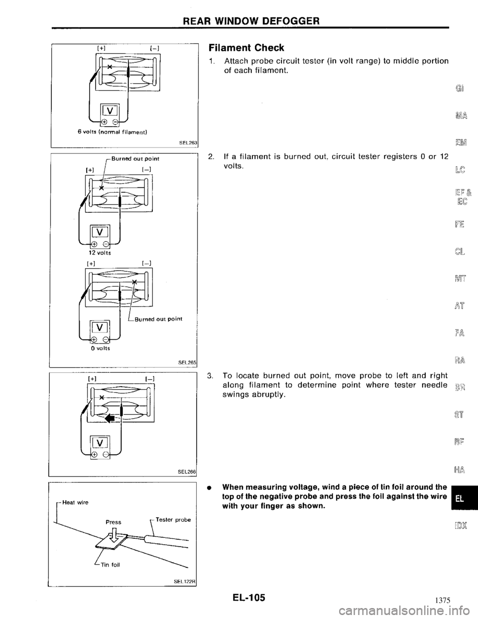 NISSAN MAXIMA 1994 A32 / 4.G Electrical System Workshop Manual 1375 