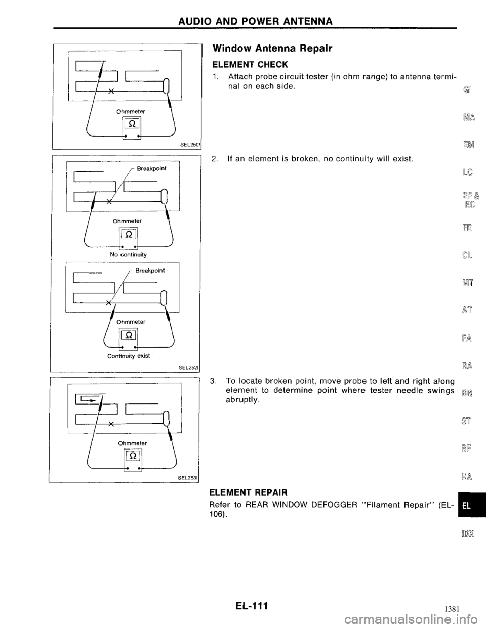 NISSAN MAXIMA 1994 A32 / 4.G Electrical System Workshop Manual 1381 